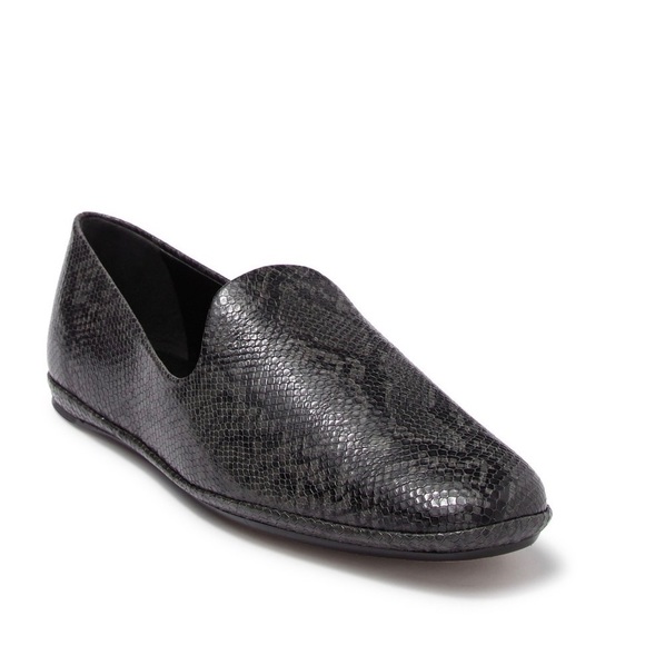 Vince Shoes - Vince Paz Snakeskin Embossed Leather Loafer Black